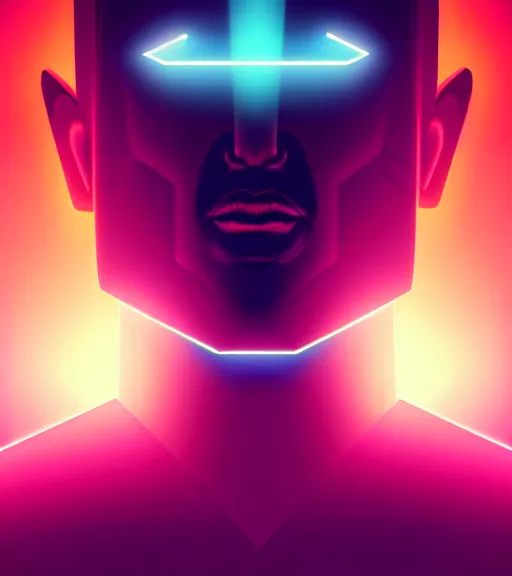 Image similar to symmetry!! egyptian god of technology, solid cube of light, hard edges, product render retro - futuristic poster scifi, lasers and neon circuits, brown skin handsome egyptian god, intricate, elegant, highly detailed, digital painting, artstation, concept art, smooth, sharp focus, illustration, dreamlike, art by artgerm