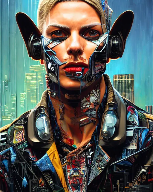 Image similar to a portrait of an anthropomorphic cyberpunk ocelot by sandra chevrier, by jon foster, detailed render, tape deck, epic composition, cybernetics, 4 k realistic, cryengine, realistic shaded lighting, sharp focus, masterpiece, by enki bilal