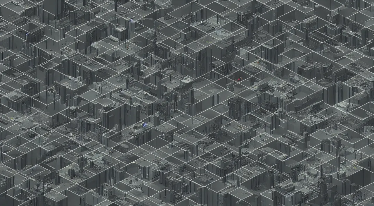 Prompt: Map of the level from Control video game, brutalism style, trending on artstation, cgsociety, high detail