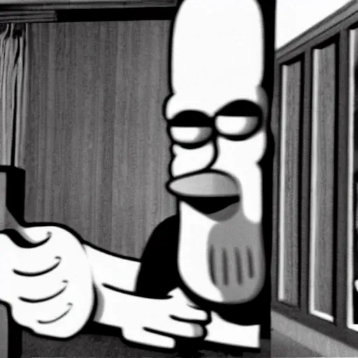 Prompt: a still of homer simpson in psycho ( 1 9 6 0 )