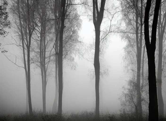 Prompt: scp - 0 9 6 hiding in a dark scary forest at night, fog, dark, scary, horror, creepy