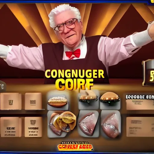 Image similar to Burger King defeats Colonel Sanders honorable combat connect 4 archival footage screenshot 8K