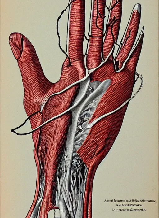 Prompt: vintage medical anatomical illustration of freddy krueger's glove, highly detailed, labels, intricate writing
