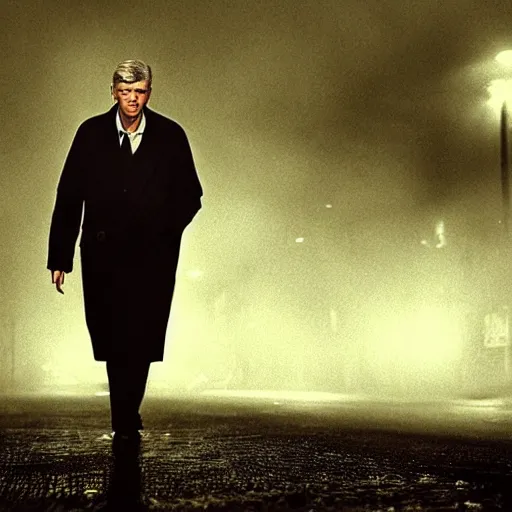 Prompt: arsene wenger as a 1 9 4 0 s gangster, noir, fog, serious, extreme detail, realistic, rain, atmospheric, cigarette in mouth, movie still, studio light 4 k