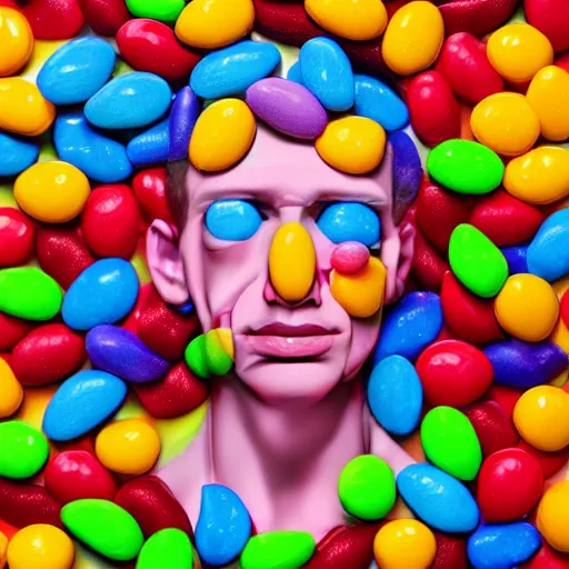 Image similar to a human made out of candy, digital art