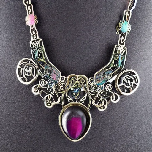 Image similar to necro artnouveau style necklace