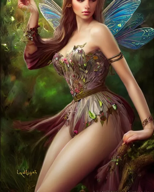 Image similar to a beautiful female fairy, 8 k, hyperrealistic, hyperdetailed, full body length, fantasy portrait by laura sava