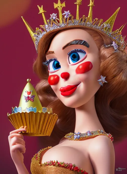 Prompt: highly detailed closeup, face profile portrait of a tin toy jessica rabbit as a fairytale princess wearing a crown eating cakes, bikini, unreal engine, nicoletta ceccoli, mark ryden, earl norem, lostfish, global illumination, detailed and intricate environment
