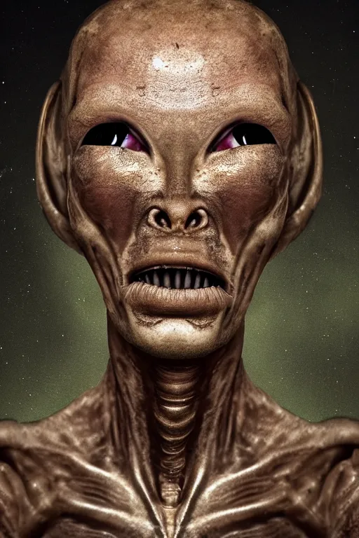 Prompt: an amazing award winning portrait photo of an alien on an unknown planet