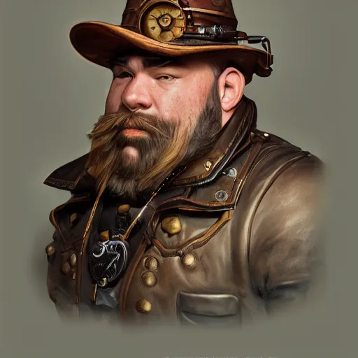 Image similar to Three quarters portrait of a male steampunk dwarf, highly detailed, digital painting, art by Stanley Lau and Artgerm and magali villeneuve and Alphonse Mucha, artstation, octane render, cgsociety