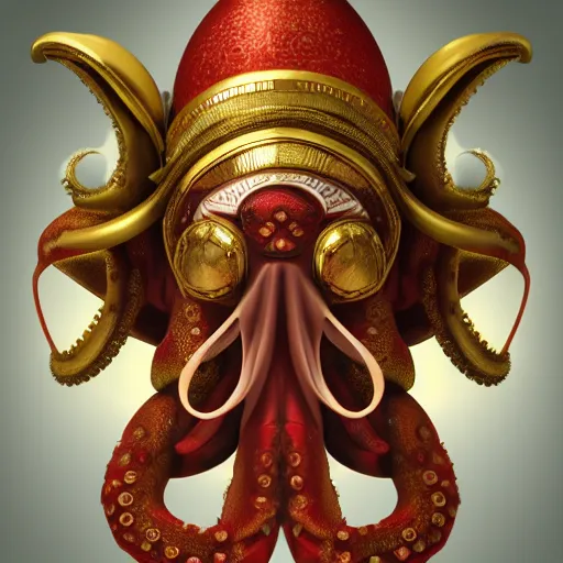 Image similar to anthropomorphic octopus squid pope with liturgical headdress and mitre, miter, ultra detailed, 8 k, trending on artstation, award - winning art,