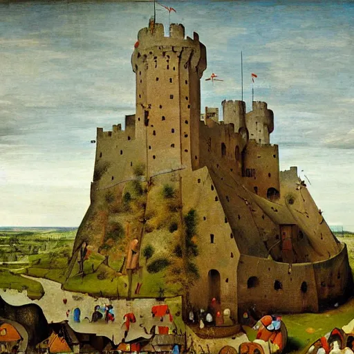 Image similar to A medieval castle by Pieter Bruegel