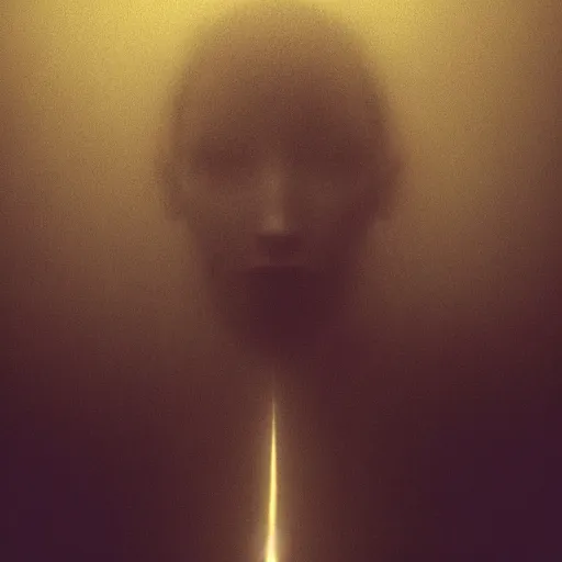 Image similar to dark expressive portrait of the digitally glitched soul, dramatic lighting, lonely, god rays, edges, universal background, facial expression, chiaroscuro, atmospheric lighting, motion design, by Beksinski, maze, sharp focus, deviantart, irridescent, intense knowledge