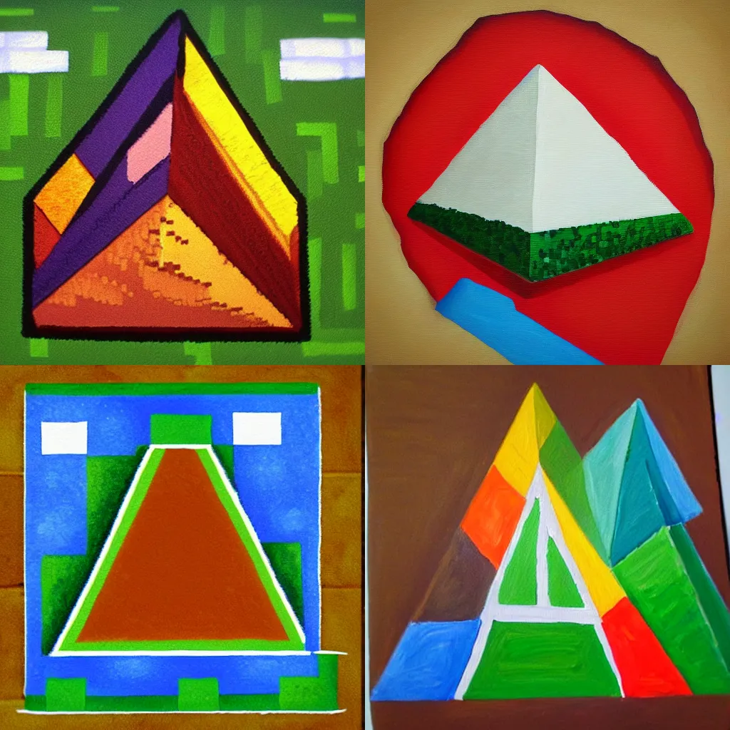 Prompt: Triangular painting of Minecraft