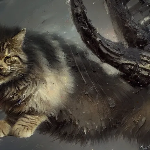 Prompt: concept art, siberian cat, 8 k, cyberpunk, by james gurney, greg rutkowski, john howe, artstation