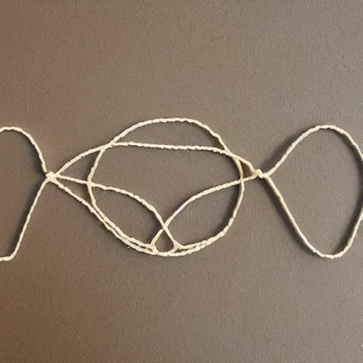 Prompt: geometric shape, a piece of string looping three times and going under itself twice in the shape of a b