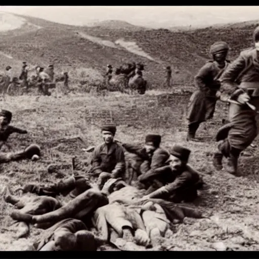 Prompt: Footage of the Armenian-Georgian war, 1936