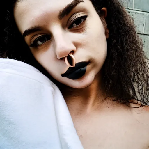 Image similar to a woman with a septum piercing