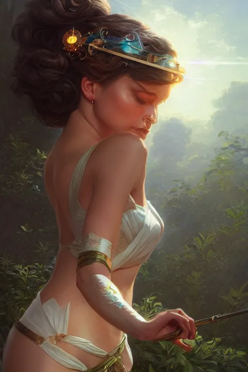 Prompt: goddess of the summer, highly detailed, digital painting, artstation, concept art, smooth, sharp focus, illustration, unreal engine 5, 8 k, art by artgerm and greg rutkowski and edgar maxence