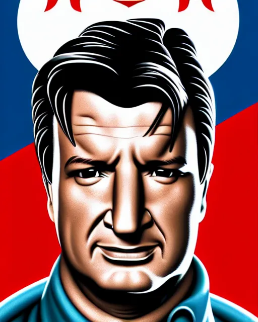 Prompt: nathan fillion in the style of cuban communist propaganda poster art in the year 1 9 8 7 ultra realistic, concept art, intricate details, highly detailed, photorealistic, octane render, 8 k, unreal engine. art by artgerm and magali villeneuve