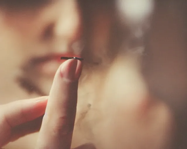 Image similar to a lomographic photo of woman hand with cigarette