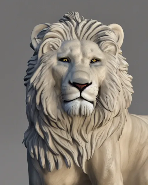 Image similar to a marble statue of a roaring lion, hyper realistic, 4 k, grainy marble, hyper detailed