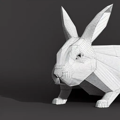 Image similar to a 3d low poly rabbit, realistic, award winning, detailed, 8k, studio lighting, HD, hyper realistic, unreal engine, octane render, cycles render,