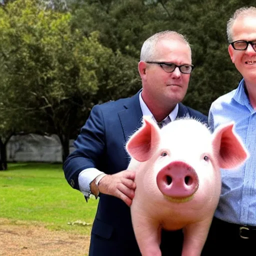 Image similar to scott morrison with the body of a pig