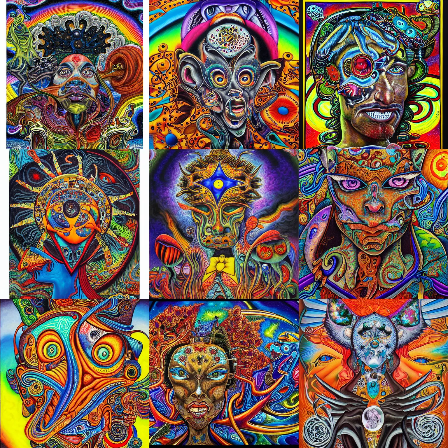 Prompt: black bandana painting by aaron brooks, chris dyer, android jones, and alex grey, highly detailed, high quality, high definition