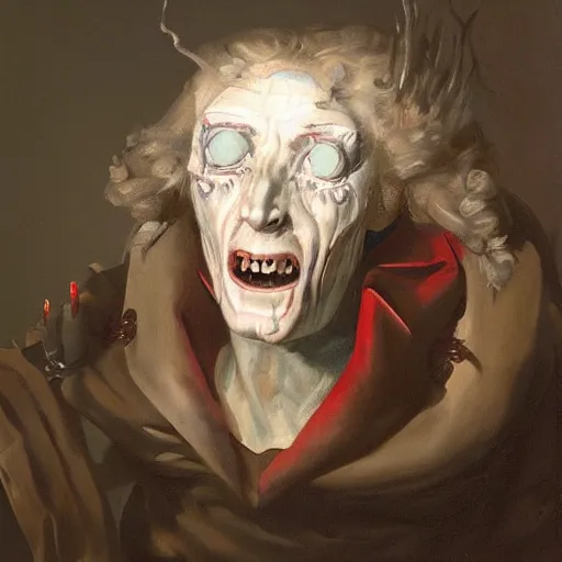 Image similar to oil painting portrait of (vampire) by hyacinthe rigaud, (Greg rutkowski) highly detailed fancy cake