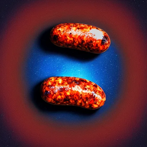 Image similar to CHORIZO sausage, cross section, night sky, 8k, photograph, photorealistic