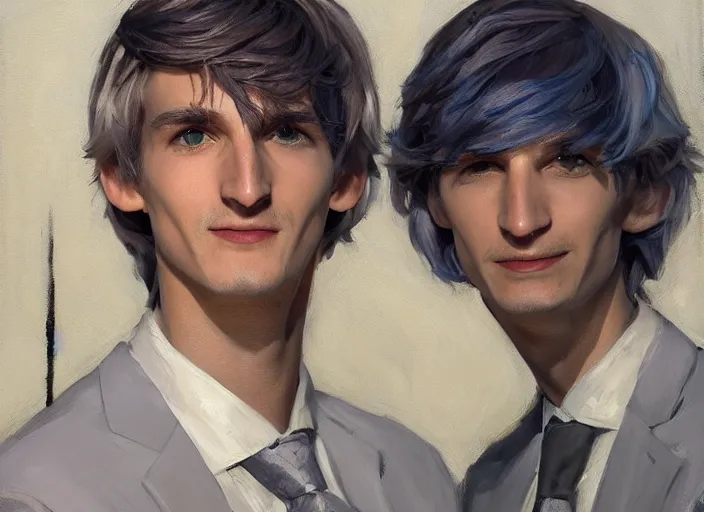 Image similar to a highly detailed beautiful portrait of xqcow xqc felix lengyel, twitch. tv, by gregory manchess, james gurney, james jean