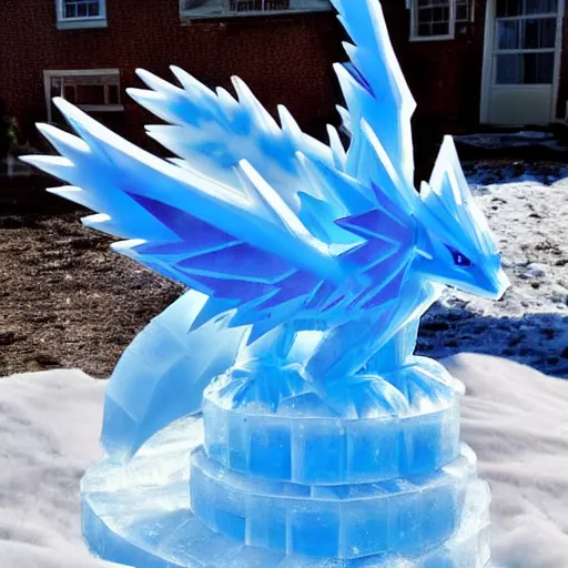 Prompt: ice sculpture of the pokemon zapdos