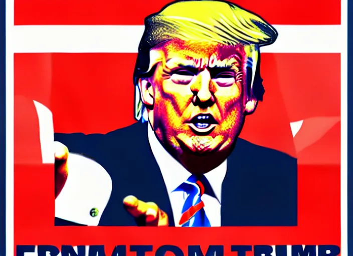 Image similar to donald trump in a communist propaganda poster promoting labour