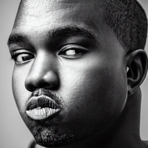 Image similar to the face of young kanye west at 1 4 years old, portrait by julia cameron, chiaroscuro lighting, shallow depth of field, 8 0 mm, f 1. 8