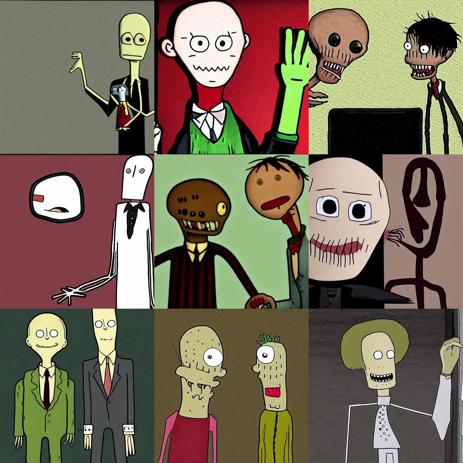 Prompt: salad fingers and his puppet called hubert cumberdale, by david firth, flash animation