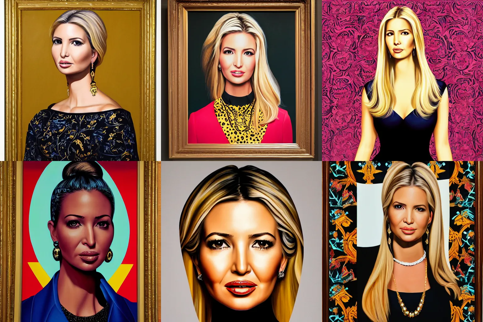 Prompt: Painting of Ivanka Trump by Kehinde Wiley