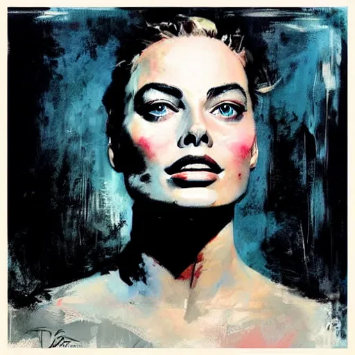 Image similar to portrait of margot robbie, artwork by guy denning and charlie bowater,