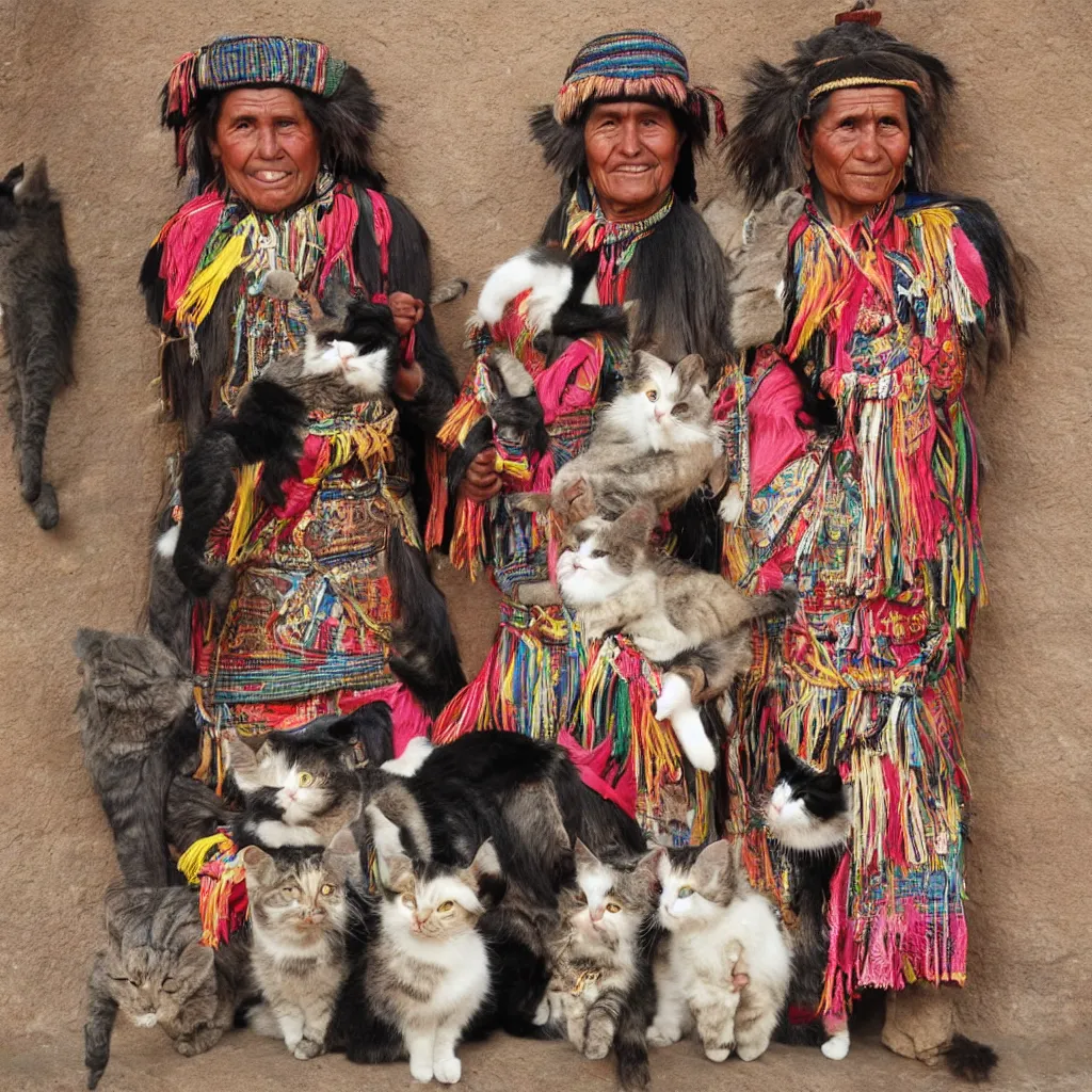 Image similar to inca people with cats