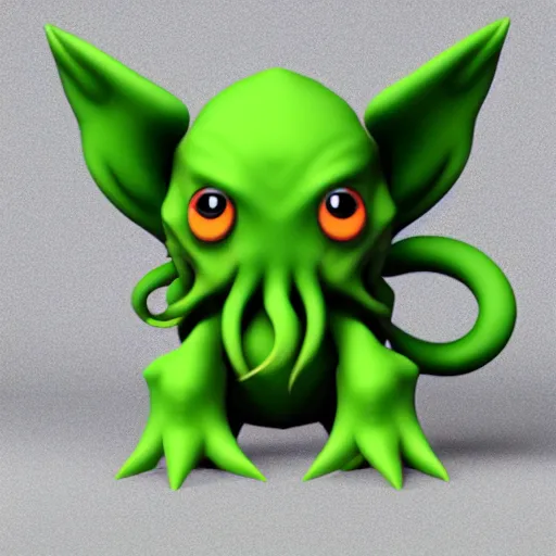 Prompt: an adorable cthulhu pokemon. very cute friendly. detailed. textured. beautiful. digital render.