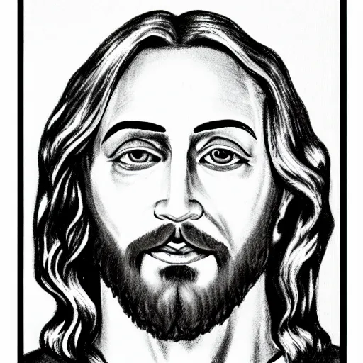 Image similar to Police sketch of Jesus Christ, detailed, headshot