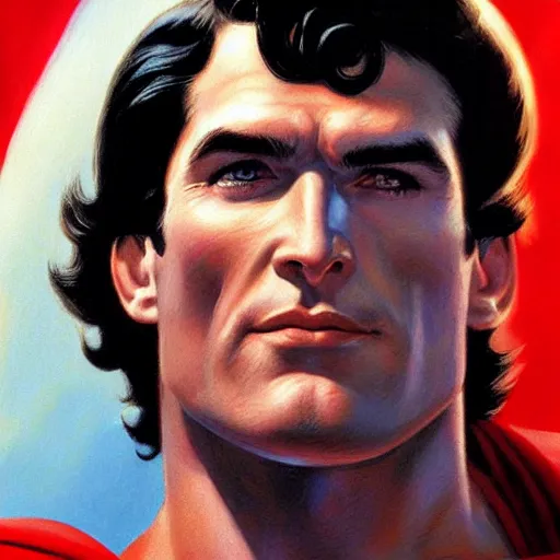 Image similar to ultra - realistic head and shoulders portrait painting of superman. art by ken kelly. 4 k. ultra - realistic. highly detailed. epic lighting