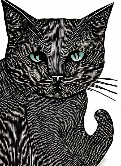 Image similar to cat woodcut print by Samuel Jessurun de Mesquita