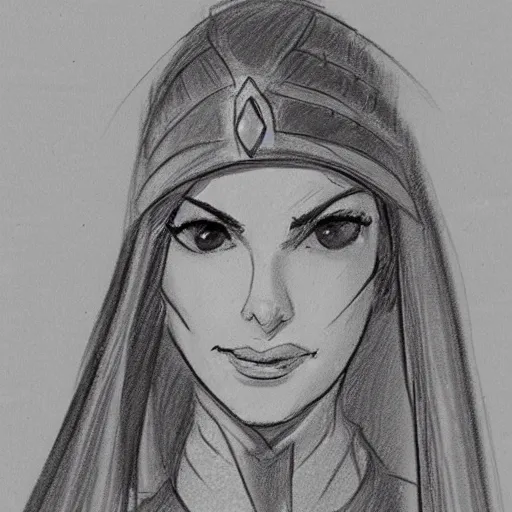 Image similar to milt kahl sketch of victoria justice as princess padme in star wars episode 3