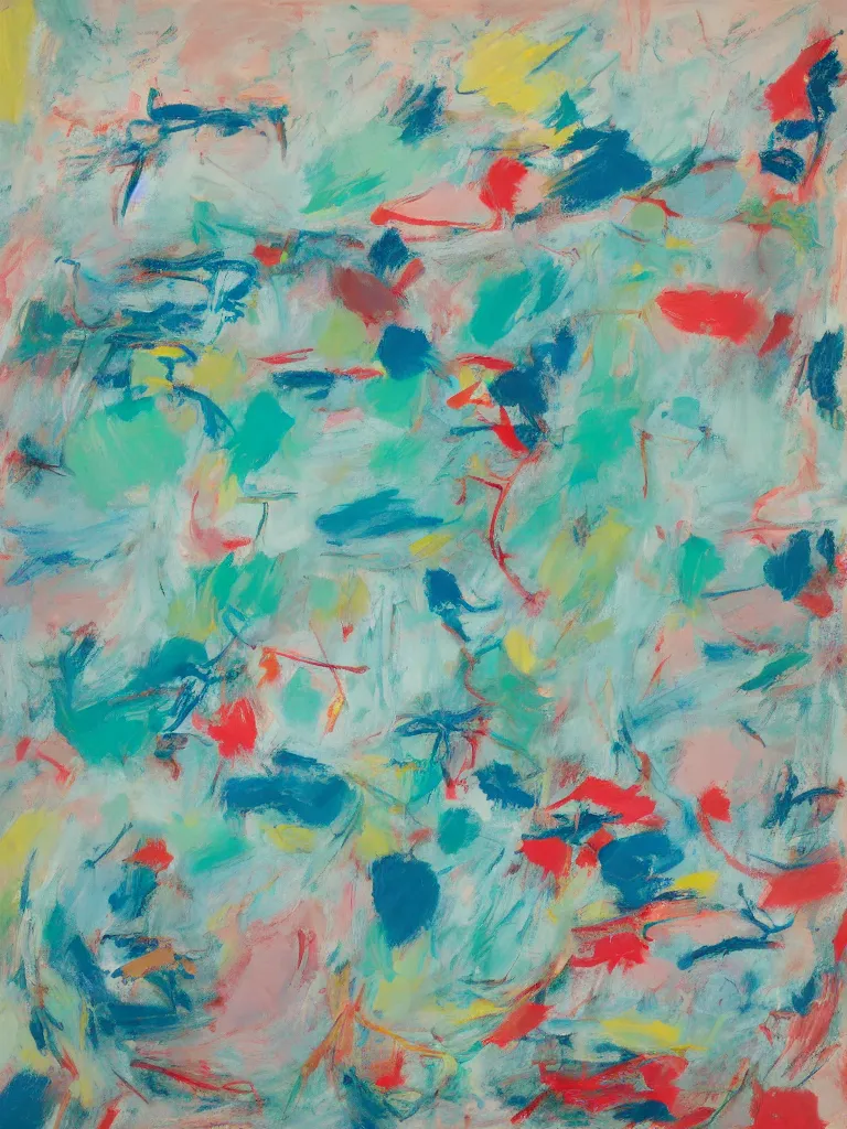 Prompt: abstract painting by cecily brown, aqua and pastel colors,
