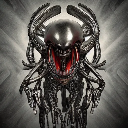 Image similar to “Alien, xenomorph, god of death, dark, evil, fantasy, intricate detail , realistic render”