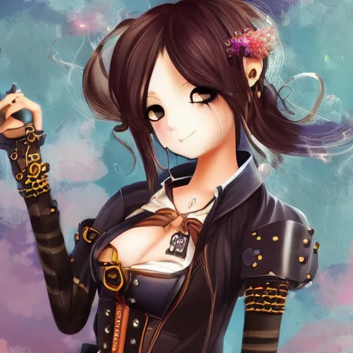 Image similar to cute anime steampunk girl full body full detail 4 k portrait