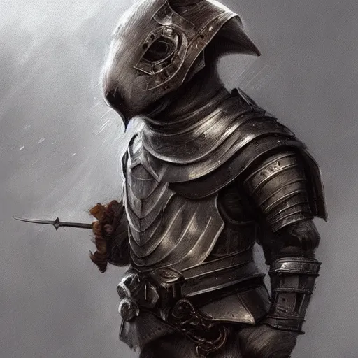 Prompt: cute white rat wearing medieval suit of armor, illustration, concept art, art by wlop, dark, moody, dramatic