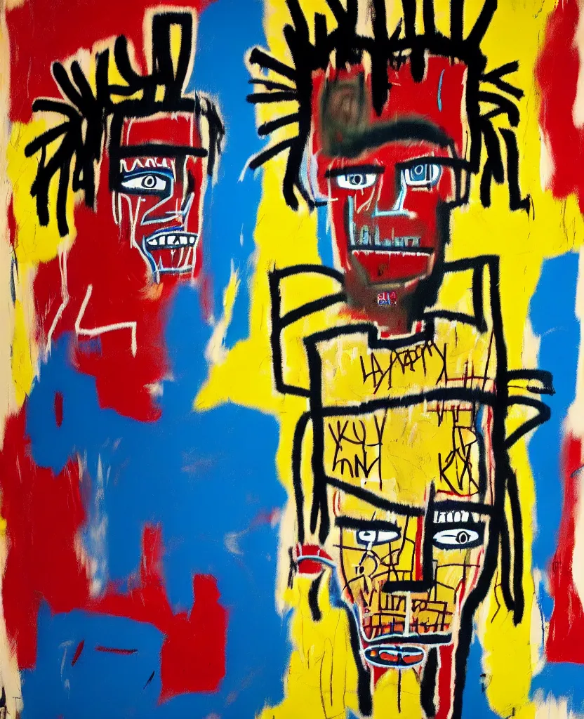 Image similar to medium format photo of ( basquiat ) ( kurt cobain ), color, photorealistic, hyperdetailed, 8 k