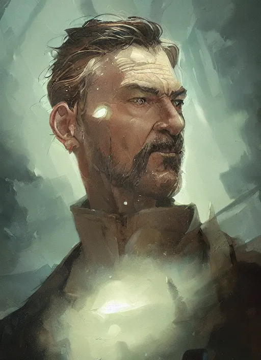 Image similar to a portrait of sam vimes, beautiful painting with highly detailed face by greg rutkowski and magali villanueve